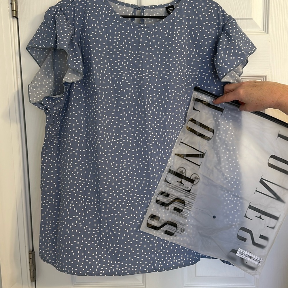 Blue Polkadot Short sleeve Blouse
